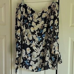 French Grey 1X Navy Floral Off the Shoulder Blouse from Stitchfix